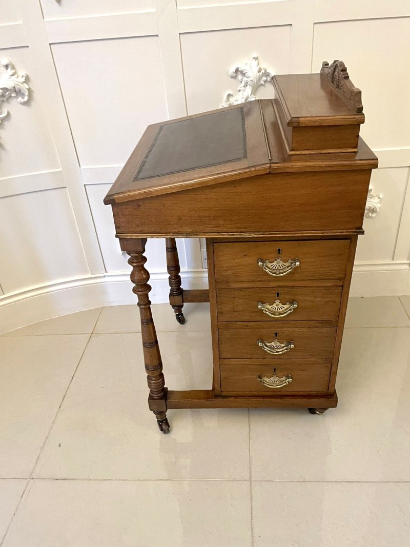 Antique Victorian Quality Walnut Freestanding Davenport - Image 8